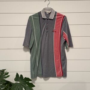 Wilson Men's Grey Polo with Green and Red Stripes